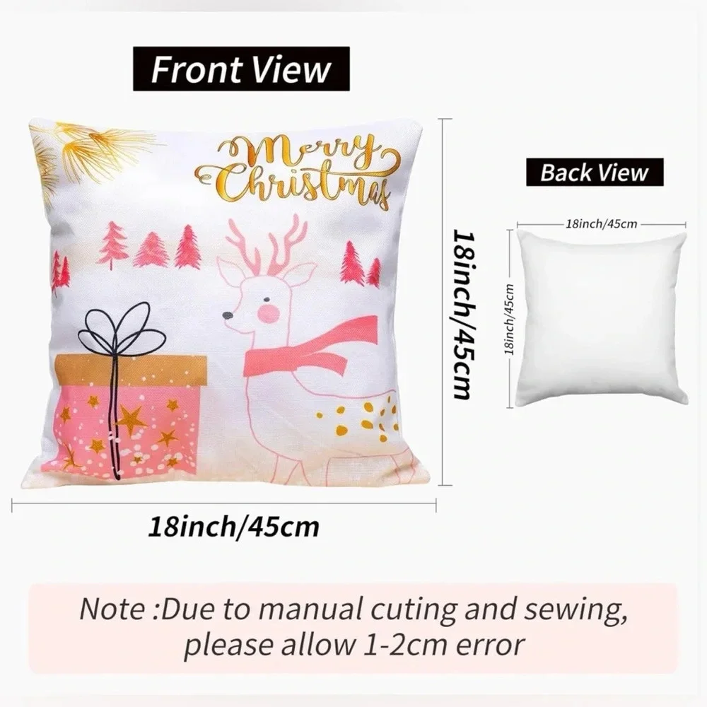 6 Pack Christmas Pillow Covers 18 x 18 Inch Brand New Washable Canvas Zipper